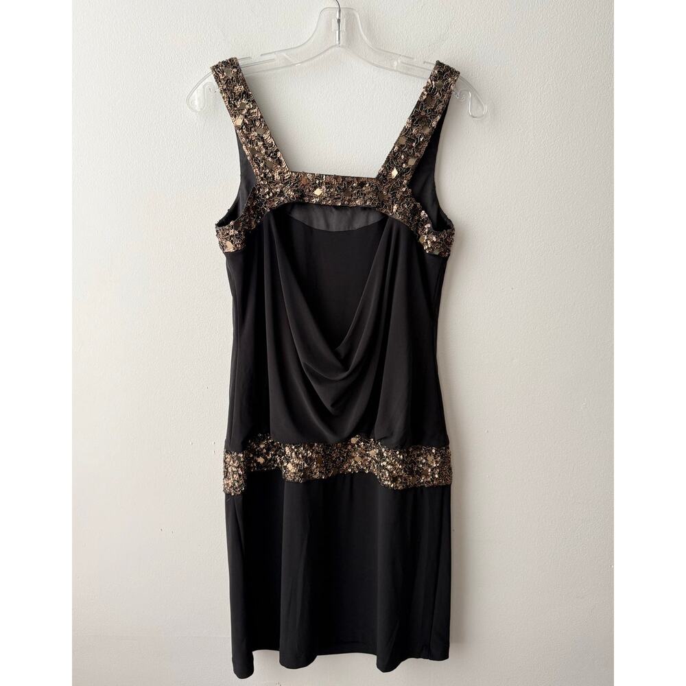 Sue Wong Nocturne Beaded Sequin Black Cocktail Dress Retro Romance Flapper Y2K 8 - Picture 4 of 11